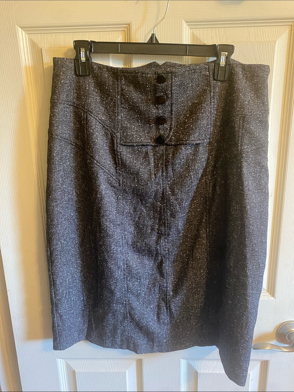 next Black Pencil Skirt with Front Buttons